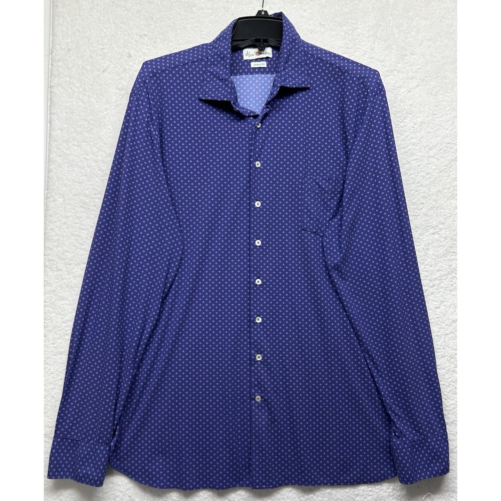 Alan Paine Mens Size XL Blue Updated Fit Long Sleeve Button Up Shirt (M7)